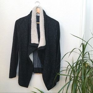 Black Drapey Sweater with Shearling